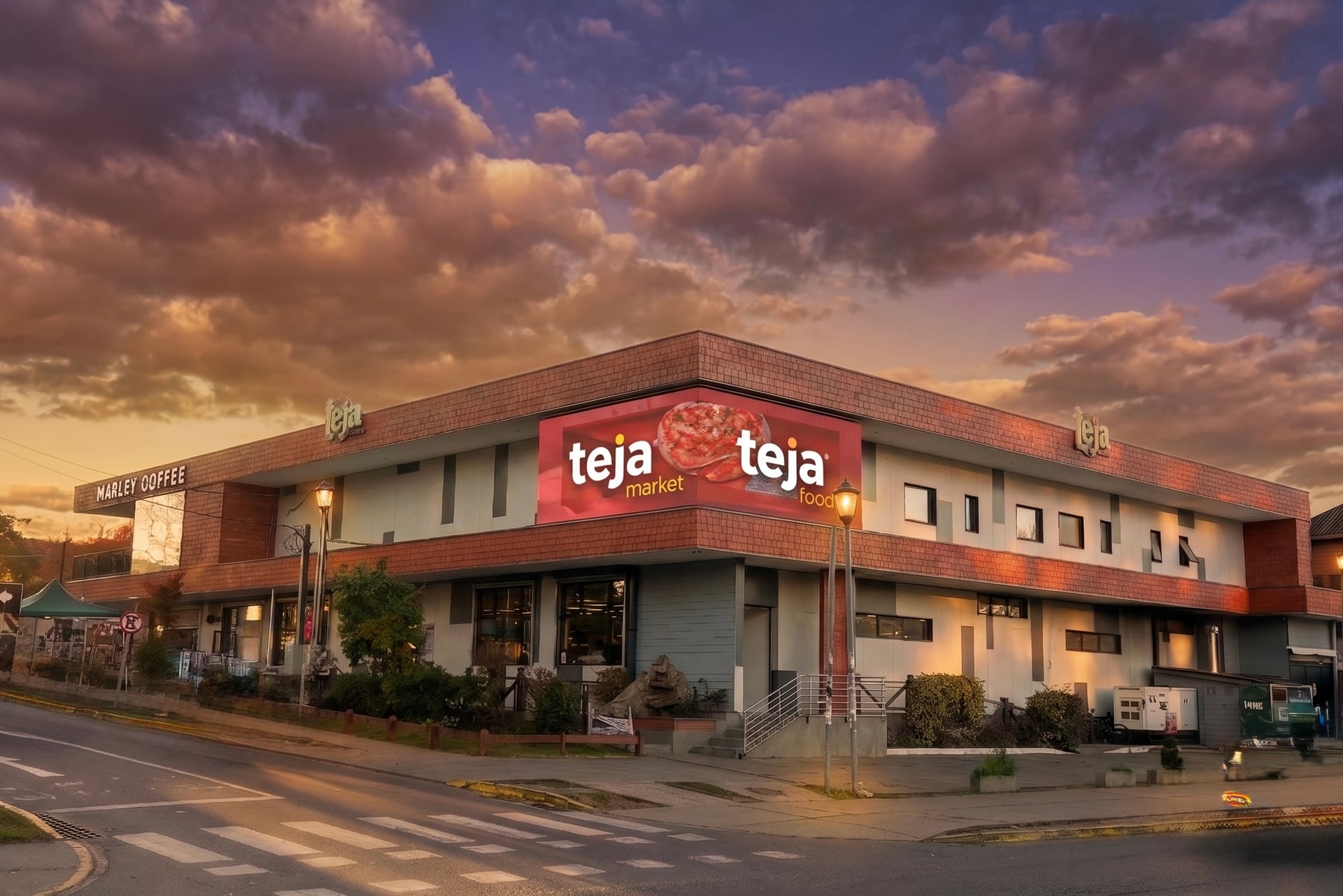 Atardecer Teja Market — Isla Teja Valdivia